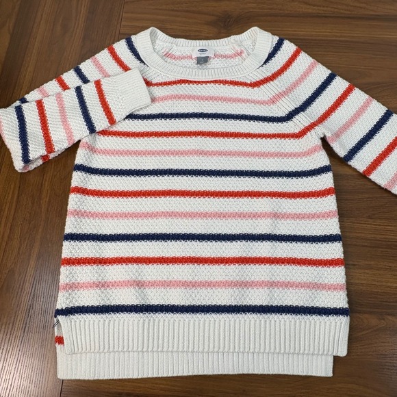 Old Navy Womens Multi Color Stripe Textured Cotton Blend Crewneck Sweater Medium - Picture 4 of 12